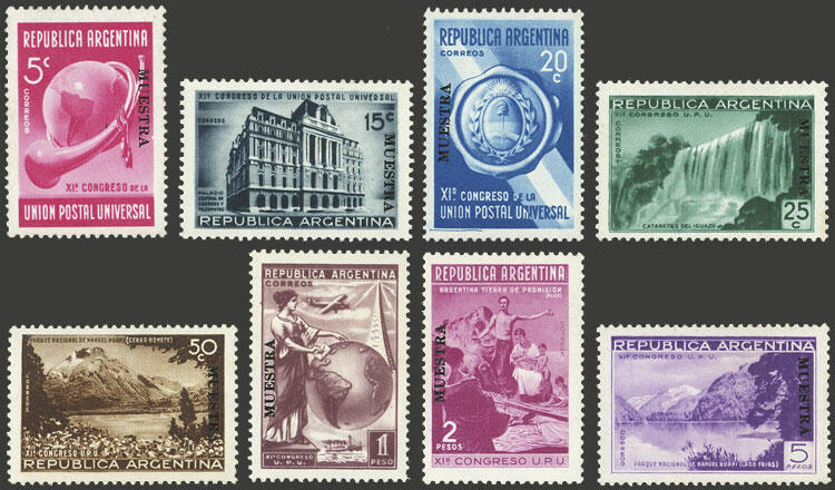 GJ.823/830, 1939 UPU Congress, cmpl. set of 8 values with MUESTRA ...