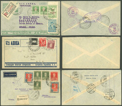 8 Airmail covers sent to USA and Europe between 1932 and 1935 with ...