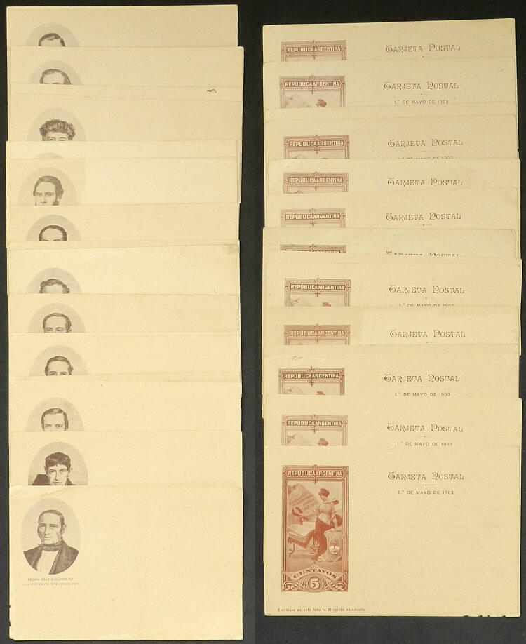 TAR-43A/43D + 43K/N + 43P/Q + 43S/W + 43Y, 5c. postal cards, 16 ...