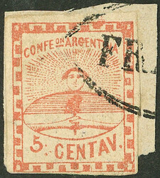 GJ.1d, 5c. small figures, with double period after the 5, "FRANCA" ...