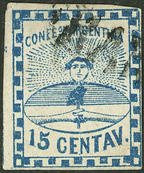 GJ.3A, 15c. small figures, plate "B", the cancel is doubtful so it is ...