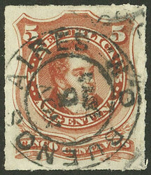 GJ.48, 5c. rouletted, used in B.Aires on 5/NO/1877, VF