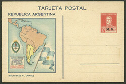 TAZ-4, 12c. San Martin without period, official double postal card ...