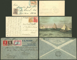 9 Covers or cards of years 1902 to 1954 with attractive postages and ...