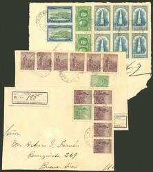 3 Fronts of registered covers sent from Cachari to Buenos Aires ...