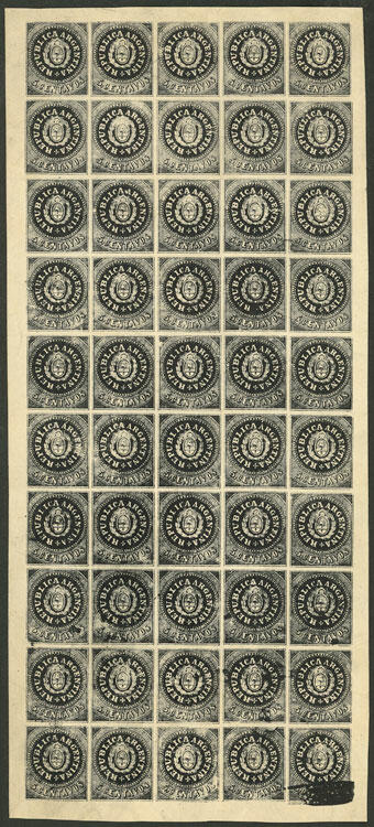 Reprint by Lange of the 5c. value with narrow C, complete sheet of 50 ...