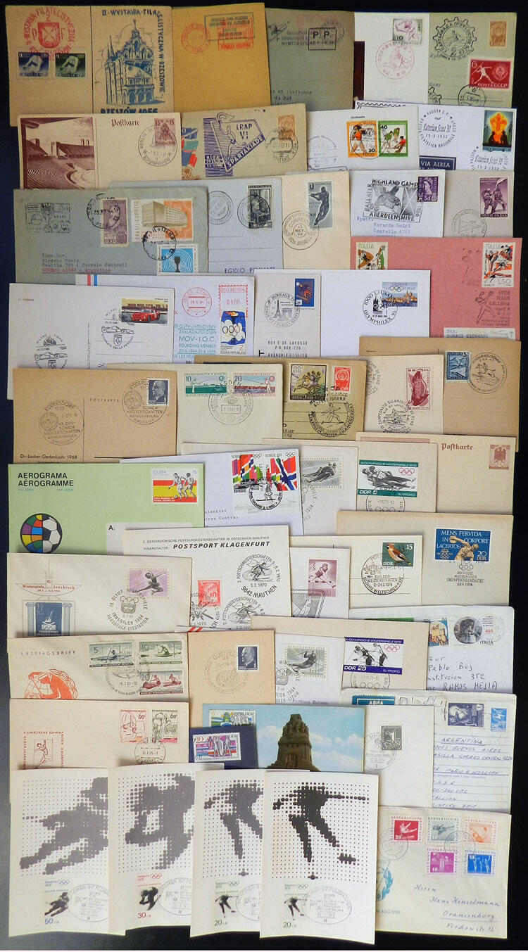 Over 45 covers, cards, postal stationeries, etc. with interesting ...
