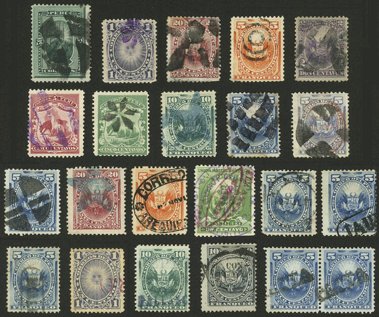 INTERESTING POSTMARKS: Lot of old stamps with attractive cancels, ...