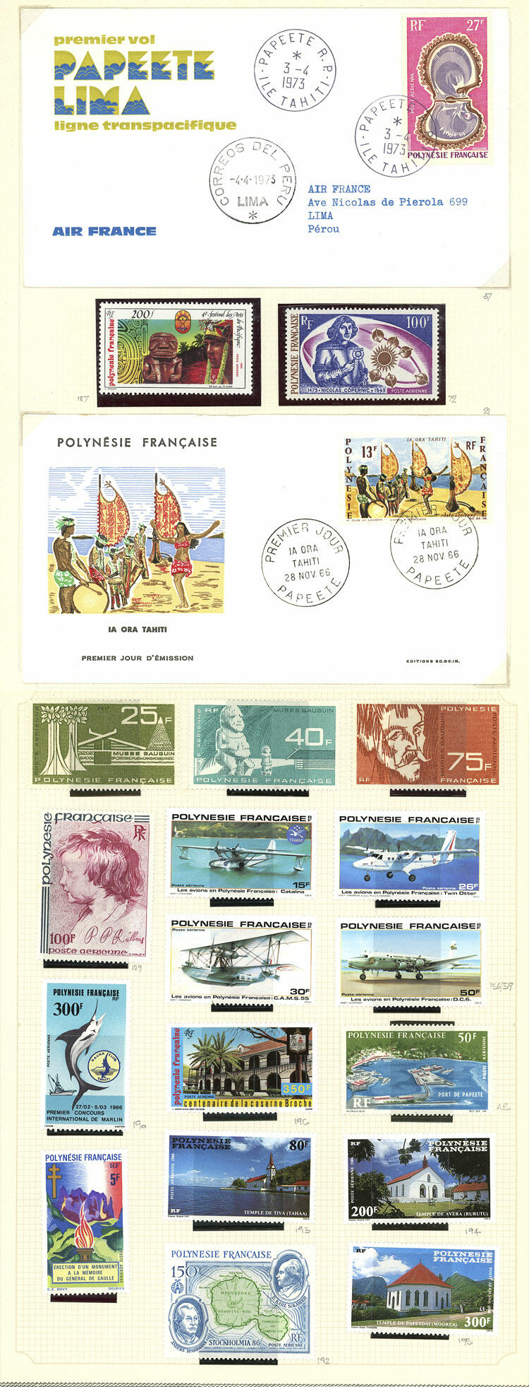 Collection on 13 album pages with many good stamps and complete sets, ...