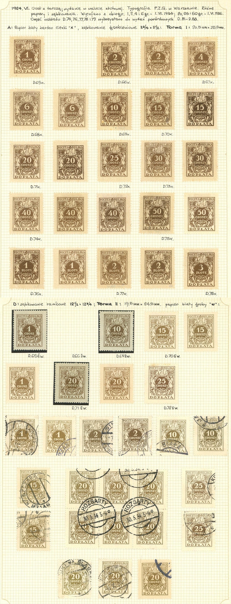 Yvert 65/79, SPECIALIZED COLLECTION on 10 album pages with a large ...