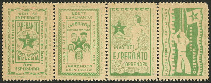 ESPERANTO: strip of 4 old cinderellas, excellent!