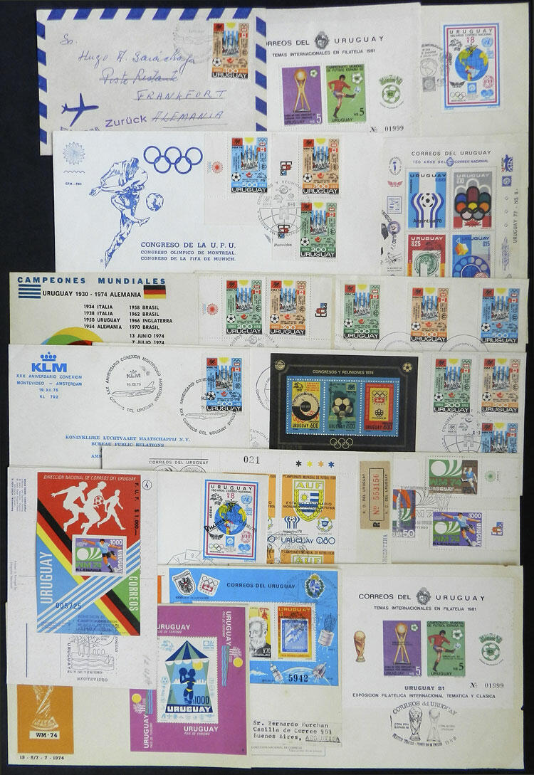 17 FDC covers, used covers, etc. of Uruguay, including imperforate ...