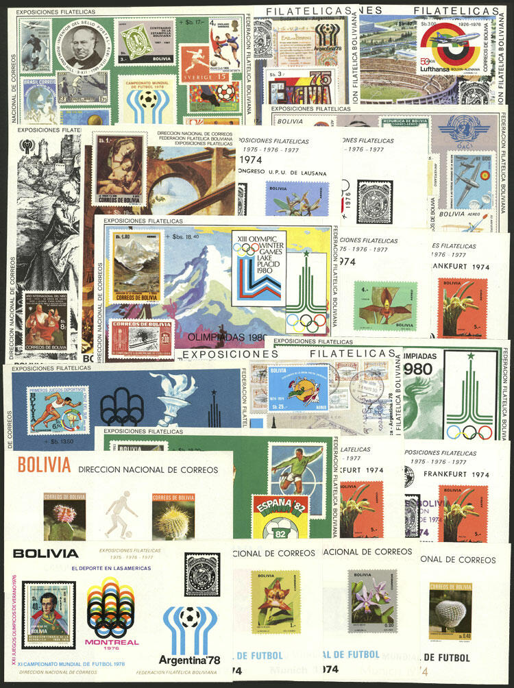 BOLIVIA: about 20 MNH souvenir sheets, almost all related to topic ...