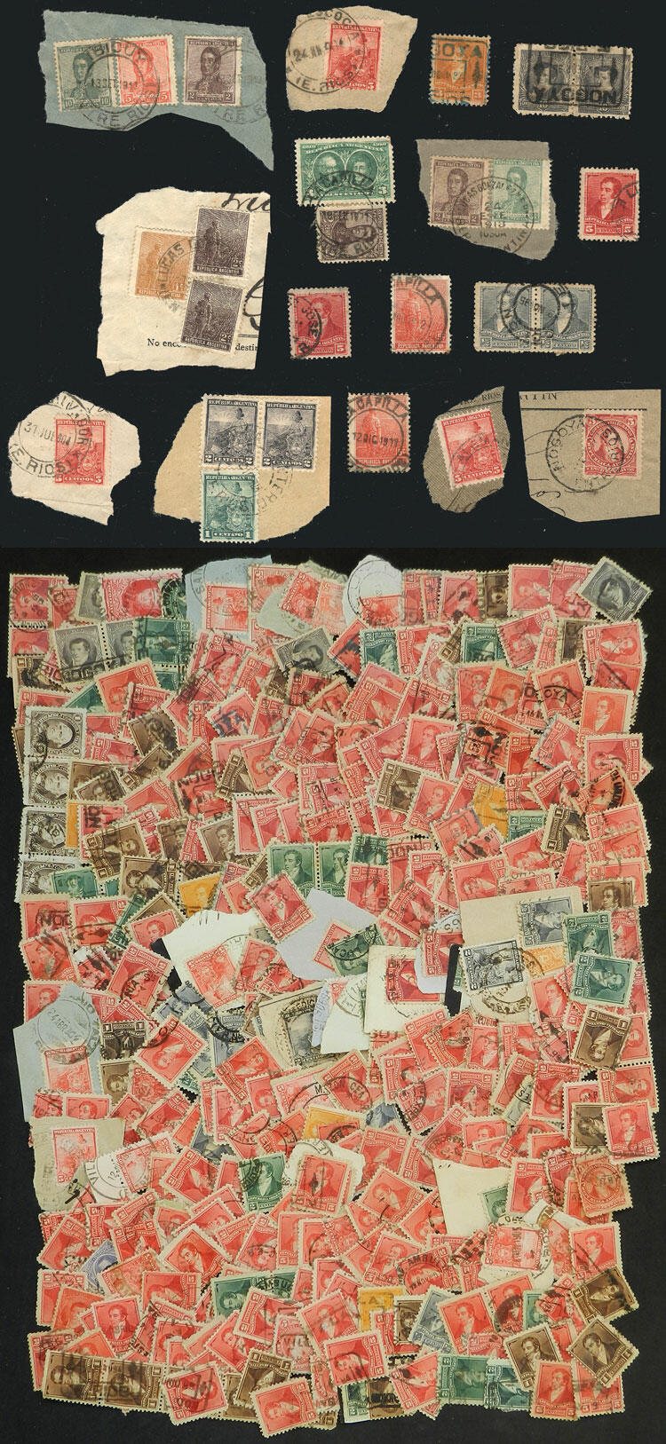 RARE POSTMARKS OF ENTRE RÍOS: Interesting lot of old fragments with ...