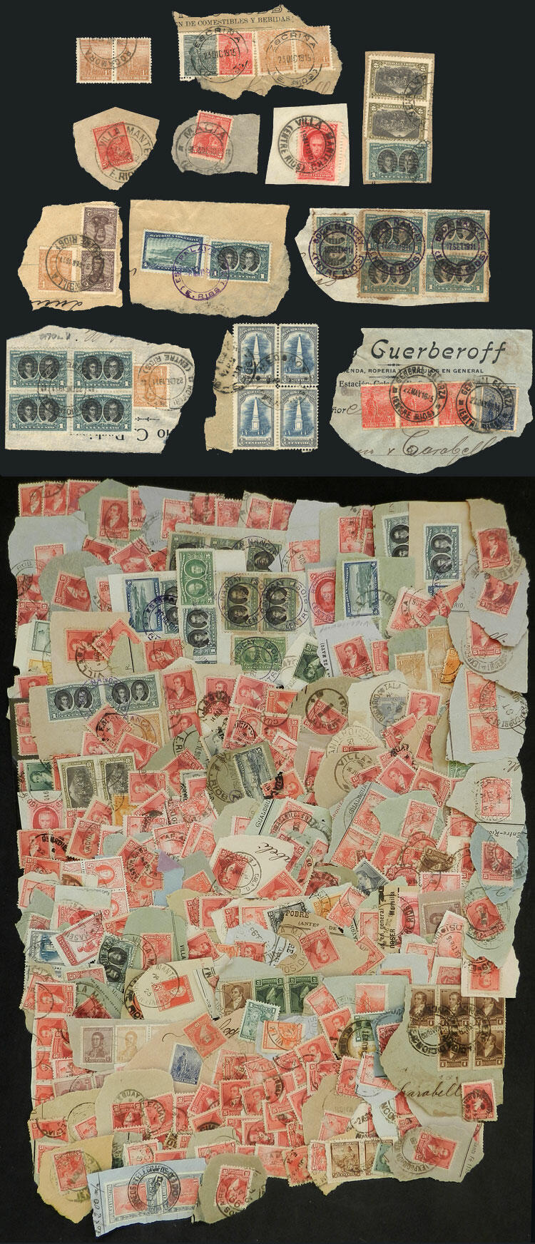 RARE POSTMARKS OF ENTRE RÍOS: Interesting lot of old fragments with ...
