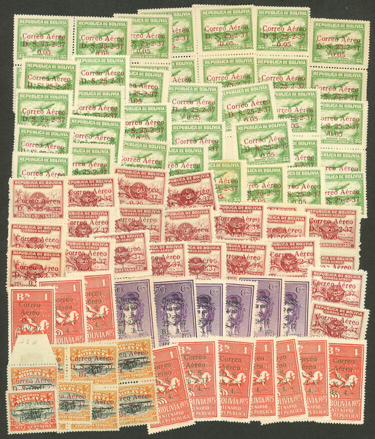 Sc.C52 + other values, large number of mint stamps of the overprinted ...