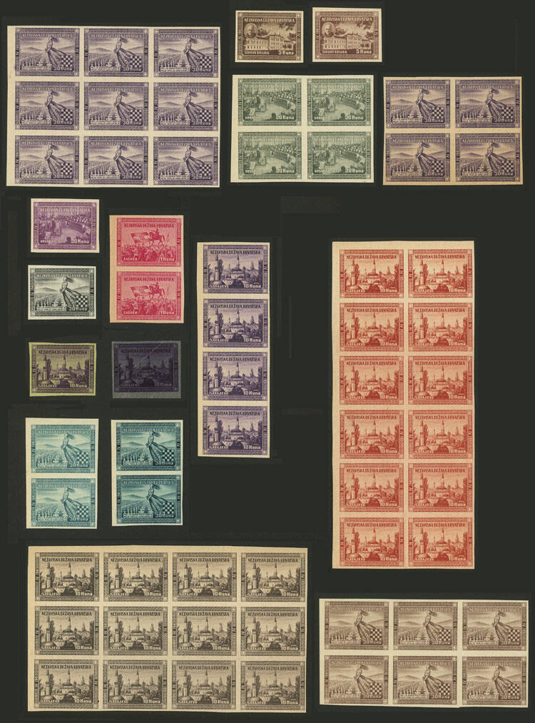 PROOFS: Year 1951, lot of proofs on various colors and papers, ...