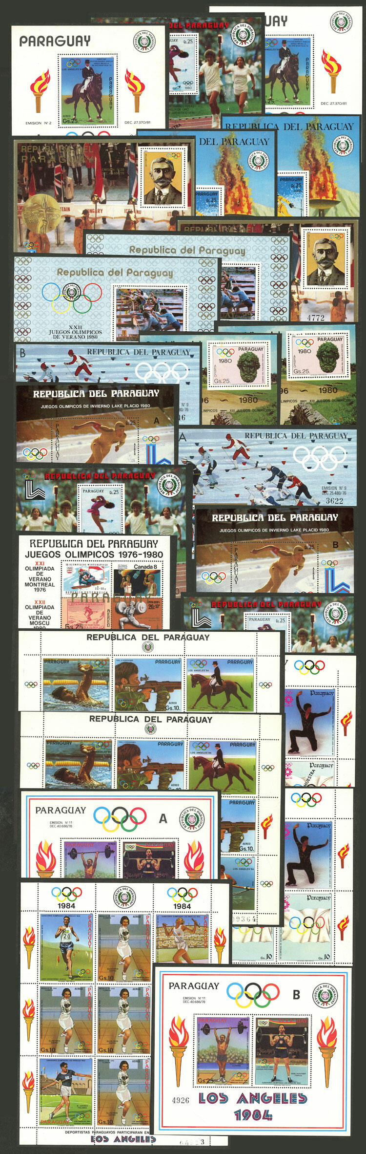PARAGUAY: 25 Souvenir sheets and mini-sheets, very attractive (some ...