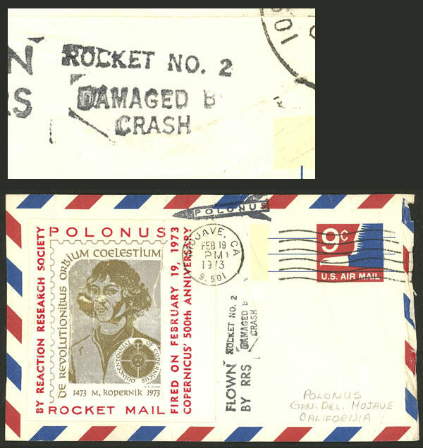 CRASH MAIL: Postal card flown in Polonis rocket, in Mojave on ...