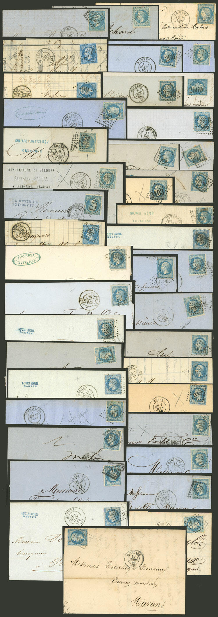Over 40 entire letters or folded covers used between 1863 and 1871, ...