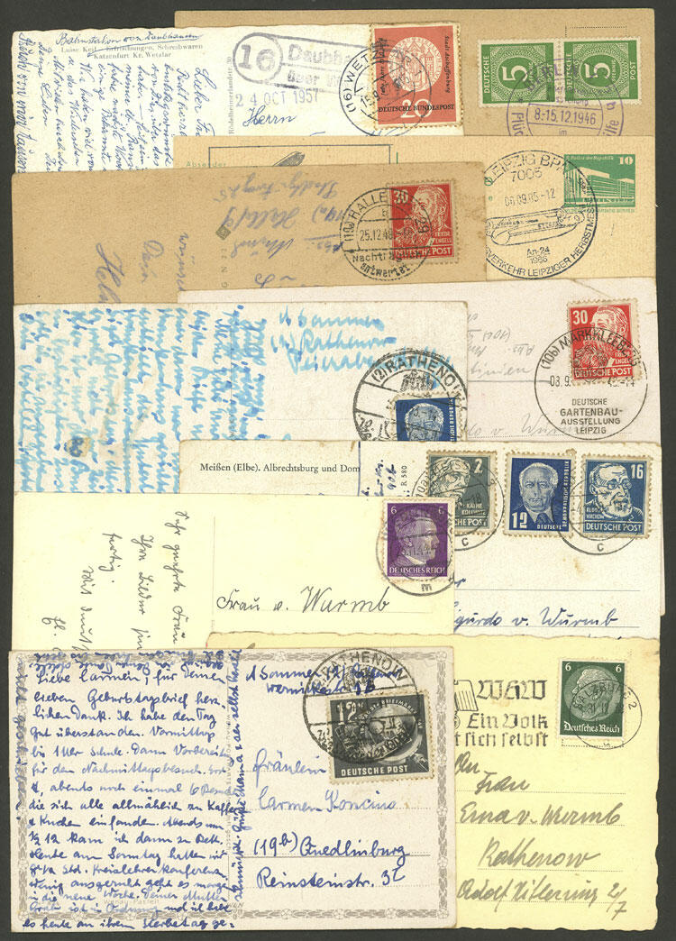 10 Postcards used in varied periods, including attractive postages, ...
