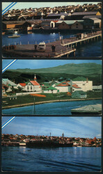 6 Postcards with fantastic views of Puerto Argentino (Port Stanley) ...