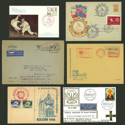 Over 45 covers, cards, postal stationeries, etc. with interesting ...