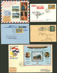 AIRMAIL, AVIATION: Lot of 34 items (covers, postal stationeries, ...