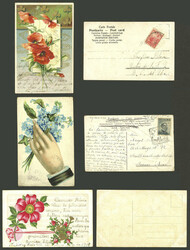 FLOWERS: About 75 old PCs with very good designs, many embossed, ...