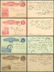 7 Different illustrated postal cards, all used, very thematic. ...