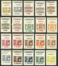 SPECIMENS with numbering "0.000.000", "Z" series, Ley de Sellos, lot ...