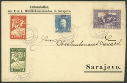 Cover used in Sarajevo on 31/OC/1918 with handsome franking, VF ...