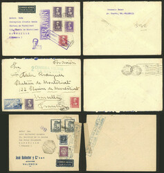 10 Airmail covers sent to Marseille (France) between 1937 and 1939, ...