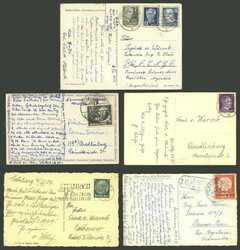 10 Postcards used in varied periods, including attractive postages, ...