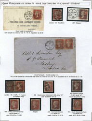 CANCELS on the 1p. of 1864 (Sc.33, SG.43), developed on pages ...