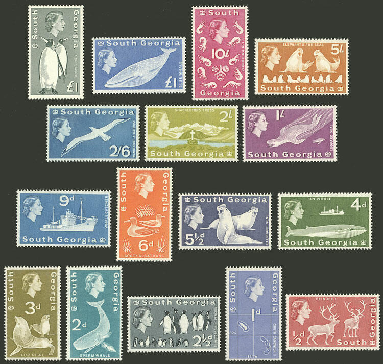 Yvert 9/24, 1963/9 Fauna, ships, etc., complete set of 16 MNH values, ...