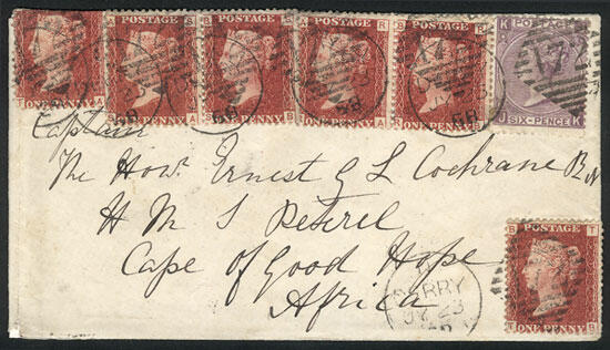 23/JUL/1868 Derry - South Africa: Cover sent to "Captain The Honr. ...