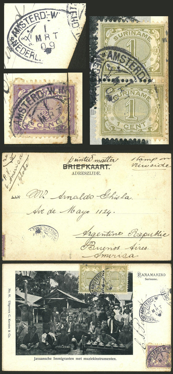 RARE DESTINATION, ship postmark: Postcard with view of Javanese ...