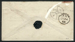23/JUL/1868 Derry - South Africa: Cover sent to "Captain The Honr. ...
