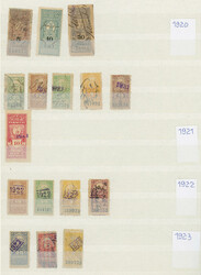 COLLECTION of old revenue stamps, in total 397 stamps issued between ...