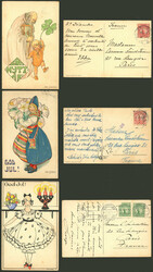 10 Old postcards sent to Paris, with beautiful designs of artists ...