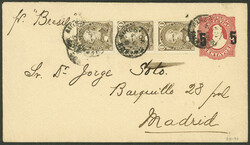 Provisional 5c. stationery envelope 1c. Vélez Sársfield (GJ.98A) ...