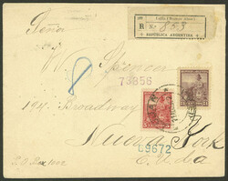 11/AU/1902 Luján to USA, registered cover franked with stamps of the ...