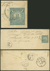 GJ.66, 1882 Little Envelope 12c. with perforation 14¼ and GREENISH ...