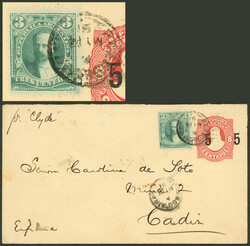 GJ.103, 1889 3c. Juárez Celman uprating the 5c. of a stationery ...