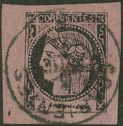 GJ.13, redish lilac, type 6, with datestamp of Corrientes 5/OC/1877, ...