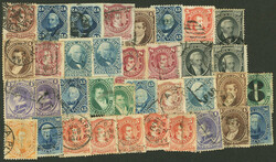 36 Used stamps, circa between 1867 and 1880, some with rare cancels, ...