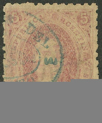 GJ.19, 1st or 2nd printing, with rococo cancel of RIO CUARTO in blue ...