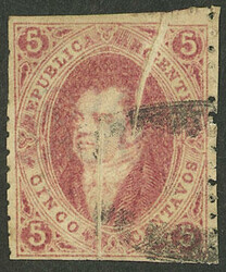 GJ.19, 1st or 2nd printing, with notable PAPER FOLDS, used in Mendoza ...