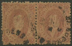 GJ.20 + 20d, 3rd printing, in pair, the right stamp with POORLY WIPED ...